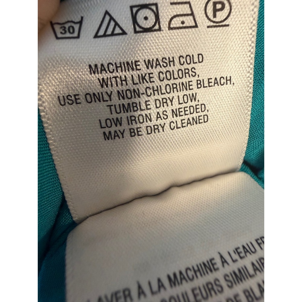 Maeve Anthropologie Teal Geometric Honeycomb Puff Sleeve Ruffle Mini Dress 6P - Picture 6 of 7